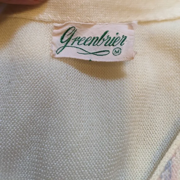 Vintage Greenbriar cream with pastel water color print cardigan size medium - Picture 7 of 7